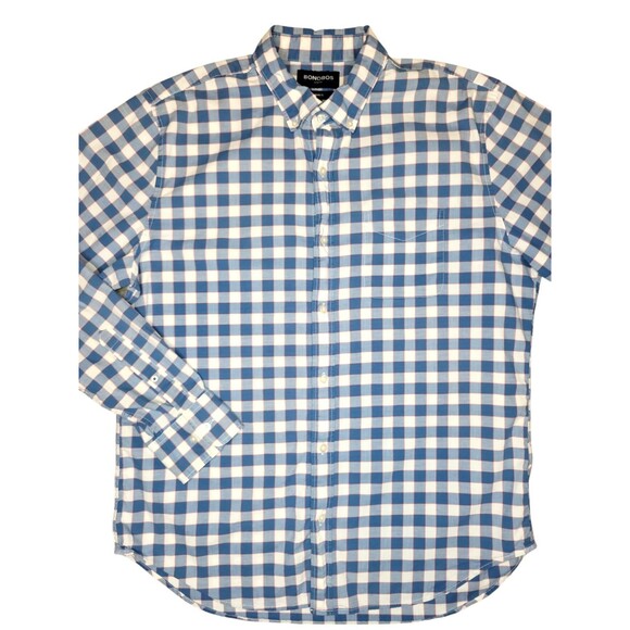 Bonobos Plaid Button Up Shirt Mens LG Blue Long Sleeve Cotton Preppy Casual - Picture 2 of 7